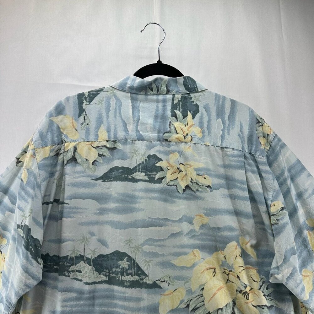 Tommy Bahama Hawaiian Shirt Mens Sz L Island Tropical Camp Button Down Blue VTG - Picture 5 of 10